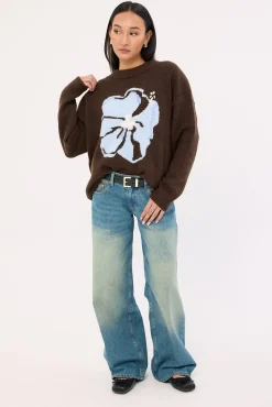 Zinnia Intarsia Knit Jumper Brown