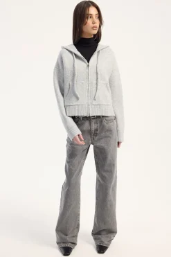 Zola Knit Zip Thru Grey Marle