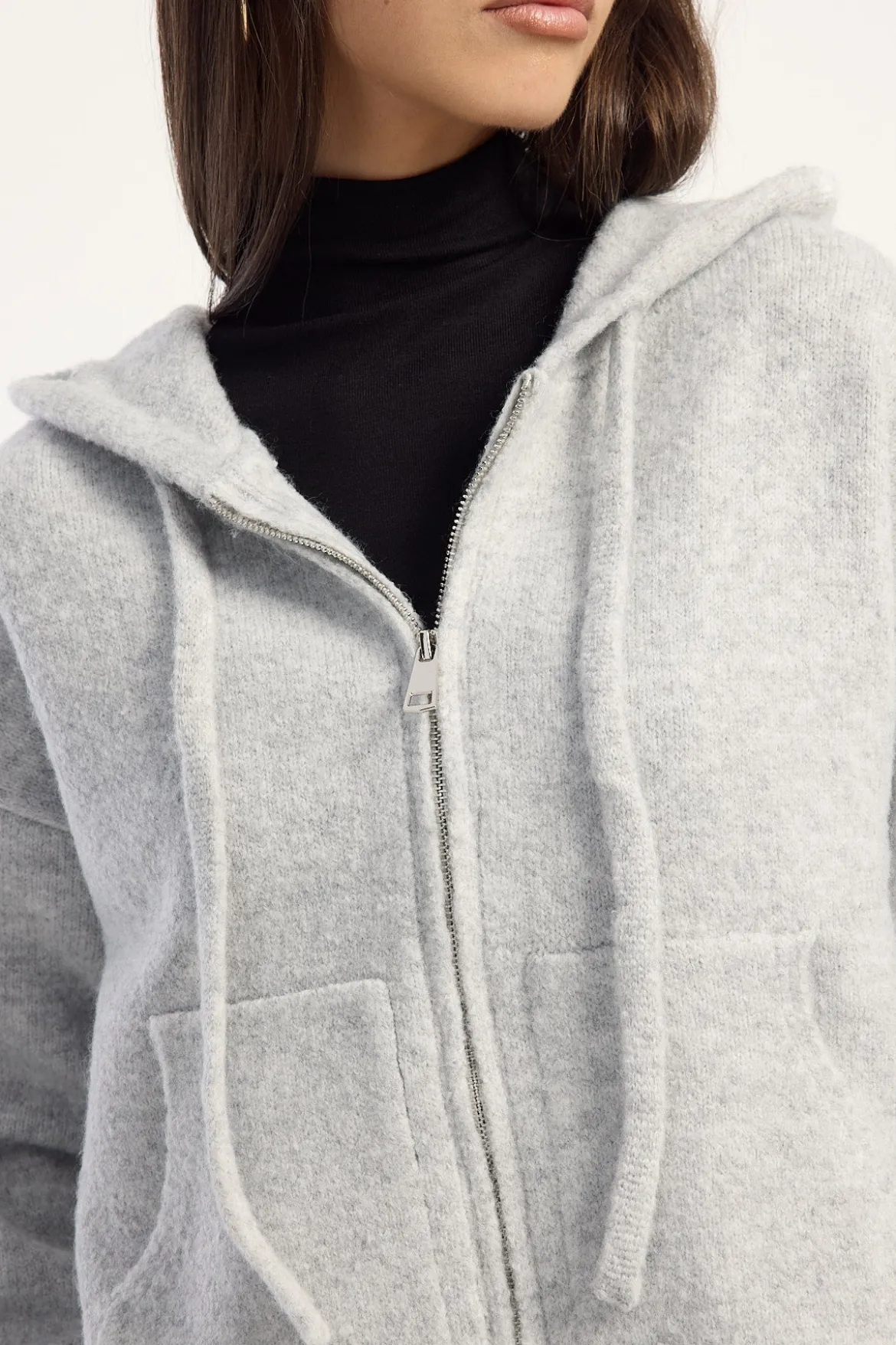 Zola Knit Zip Thru Grey Marle