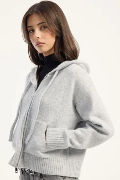 Zola Knit Zip Thru Grey Marle