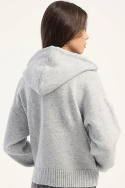 Zola Knit Zip Thru Grey Marle