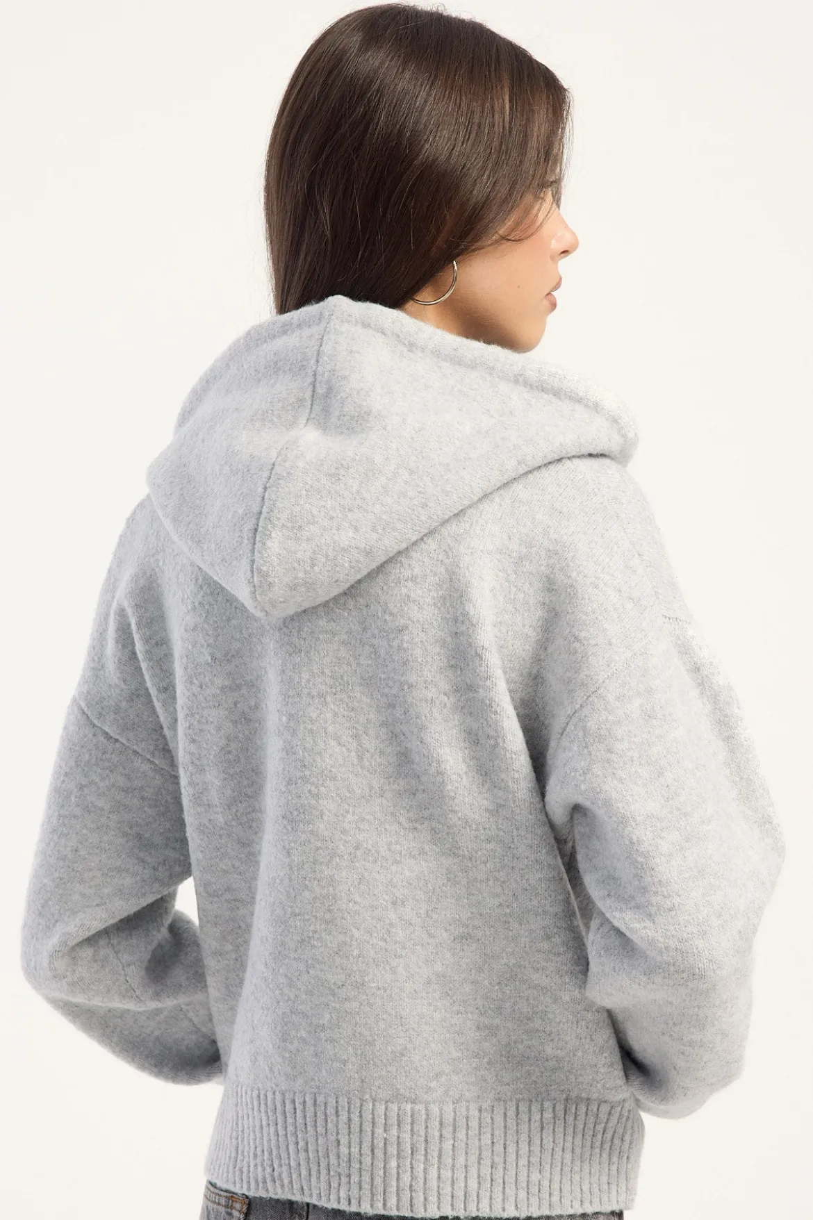 Zola Knit Zip Thru Grey Marle
